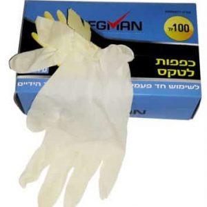 כפפות לטקס מנתחים - עם אבקה 4 כפפות לטקס מנתחים +אבקה